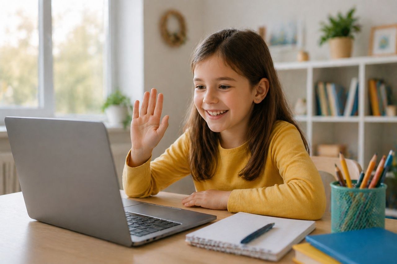 Child learning Ukrainian online